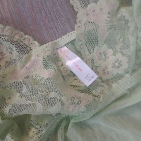 Y2K Cacique Green Floral Sheer Fairy Cami - Picture 3 of 3
